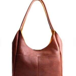 Portland Leather Brown Pebbled Shoulder Bag